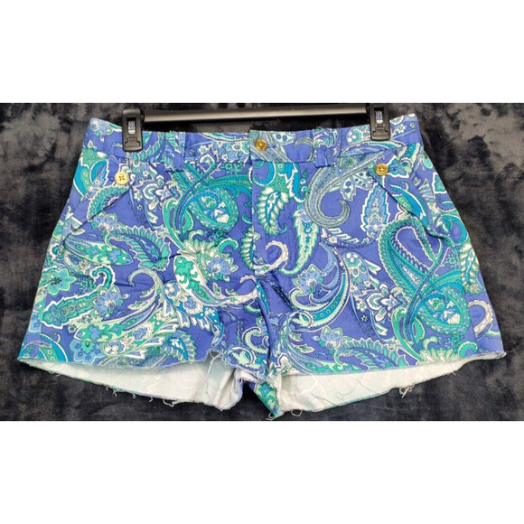 Lauren Ralph Lauren Short Womens Size 12 Multi Paisley Cotton Pockets Flat Front - Picture 1 of 8
